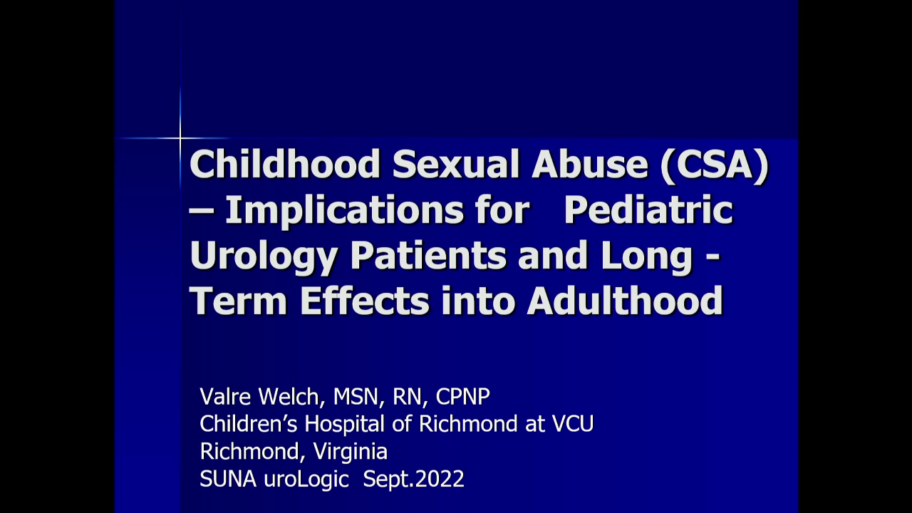 Childhood Sexual Abuse (CSA) - Implications for the Pediatric Urology Patient and It's Long-Term Effects into Adulthood icon