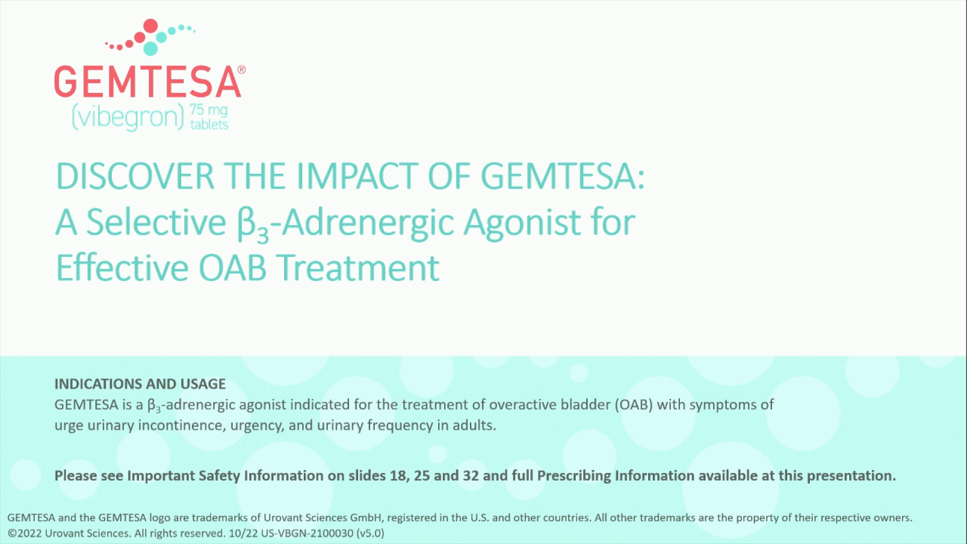 Lunch Theater: Discover the Impact of GEMTESA: A Selective β3-Adrenergic Agonist for Effective OAB Treatment
