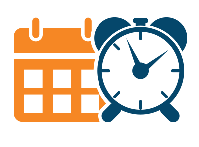 event and education icon calendar and alarm clock